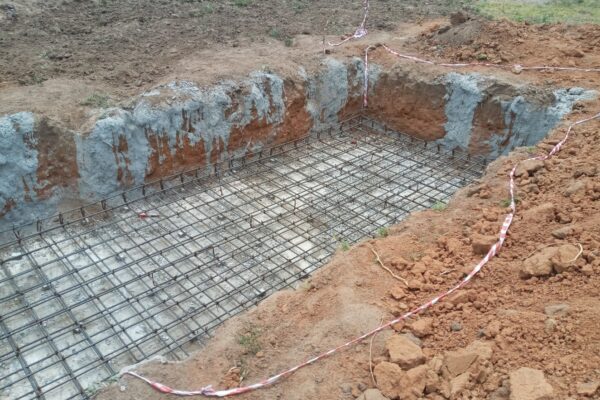Incinerator ash pit foundation being prepared for casting