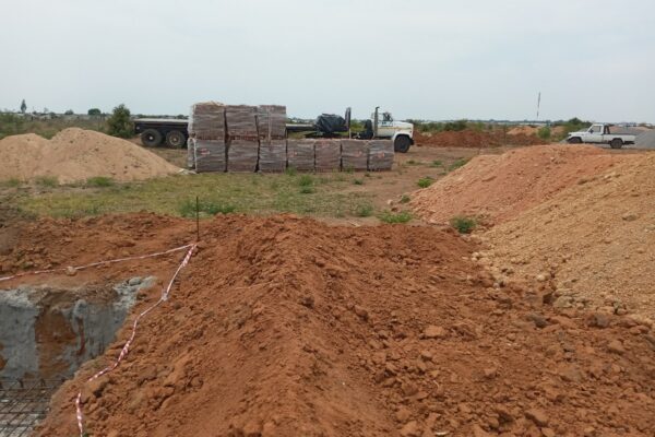 Materials on site for sewer tank